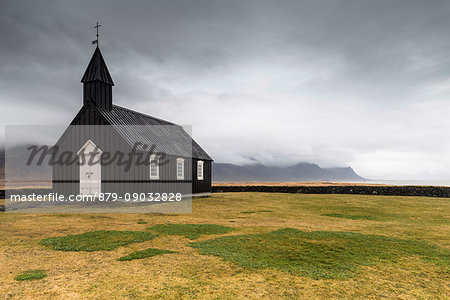 Budir, Snaefellsnes Peninsula, Western Iceland, Iceland. The black church of budir