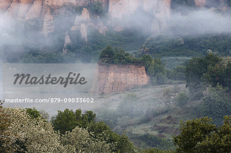 Europe, Italy, Tuscany, Arezzo. The characteristic landscape of the Balze seen from Piantravigne, Valdarno