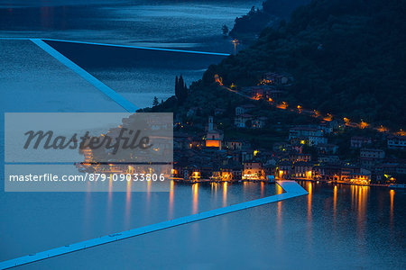 Europe, Italy, The Floating Piers in Iseo Lake, province of Brescia.