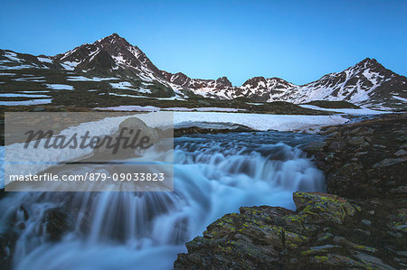 Europe, Italy, waterfall in Gavia pass in province of Brescia.