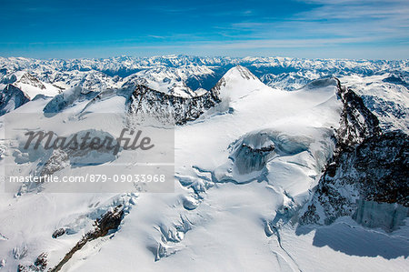Aerial shot of the Belleviste and Piz Palu, Switzerland Europe