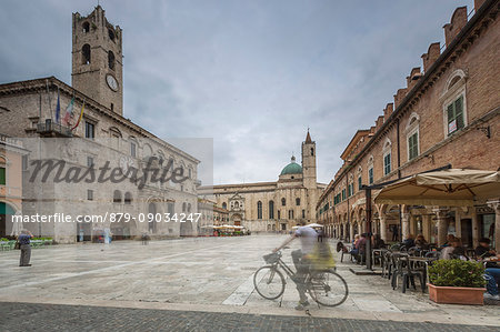 View of the historical buildings and Saint Francis Church Piazza del Popolo Ascoli Piceno Marche Italy Europe
