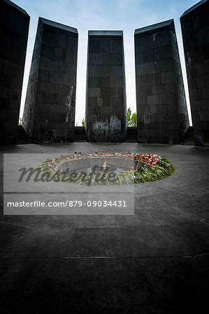 Eternal flame in the Tsitsernakaberd memorial monument of the Armenian Genocide, Yerevan, Armenia, Caucaus, Eurasia.