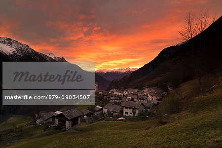 Soglio,Switzerland Winter sunset taken from the village of Soglio in Switzerland December 2014