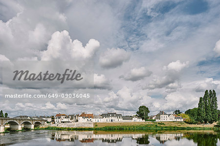 Landscape with bridge over Loire river, Amboise, Loire Valley, France Landscape with bridge over Loire river, Amboise, Loire Valley, France