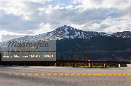 View of highway and Copper Mountain, Colorado, USA