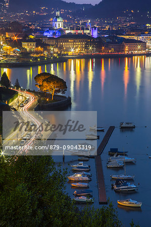 Night view of Como, lake Como, Lombardy, Italy, Europe,