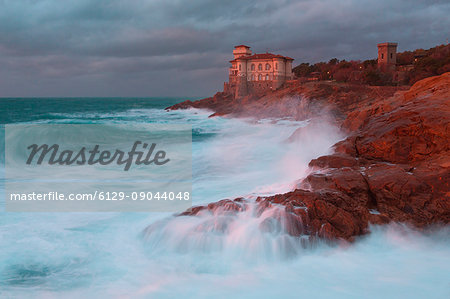 Europe, Italy, Tuscany, Livorno district. Boccale castle at sunset