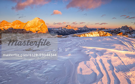 Winter sunset from Mount Lagazuoi,Cortina d'Ampezzo,Belluno district,Veneto,Italy,Europe