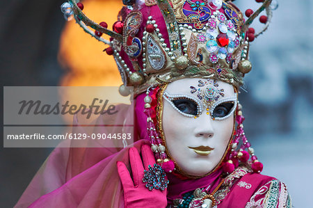 Venice Carnival mask near Ducal Palace. Venice, Veneto, Italy, Europe