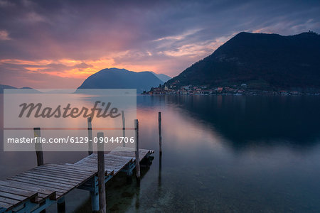 Sunset in Iseo lake, province of Brescia, Italy.