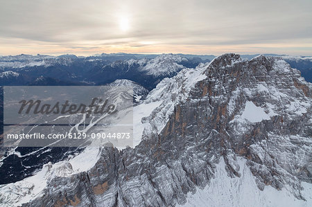 Aerial view of the snowy peaks of Croda Da Lago Dolomites Cortina D'ampezzo Province of Belluno Veneto Italy Europe