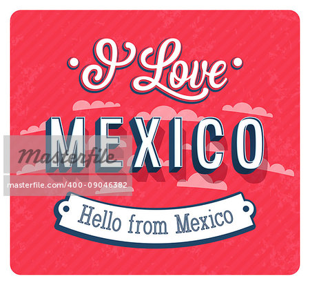 Vintage greeting card from Mexico - Mexico. Vector illustration.