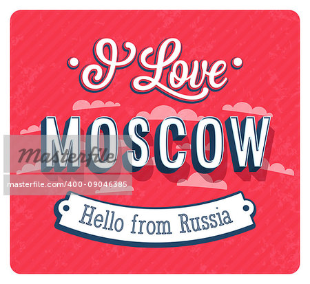 Vintage greeting card from Moscow - Russia. Vector illustration.