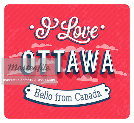 Vintage greeting card from Ottawa - Canada. Vector illustration.