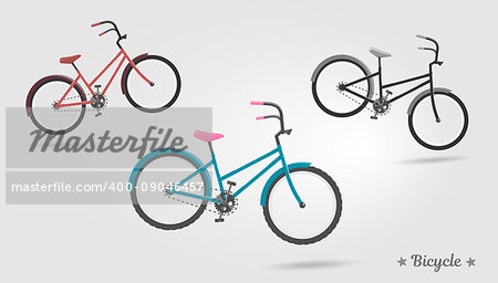 Set vector realistic bicycles modern style ideal for graphic design and web site elements.
