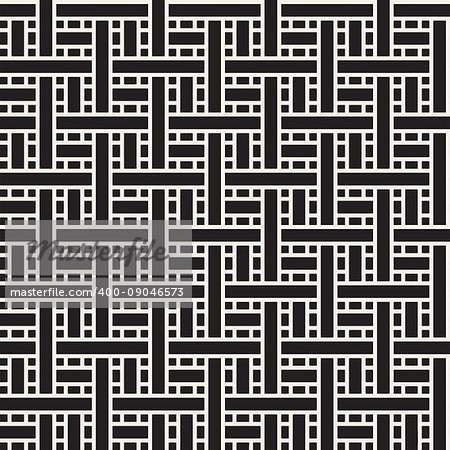 Seamless woven stripes lattice pattern. Modern stylish texture. Repeating abstract background with interlacing lines. Simple monochrome grid