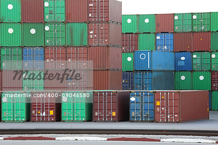 Stack of Shipping Containers at Cargo Terminal