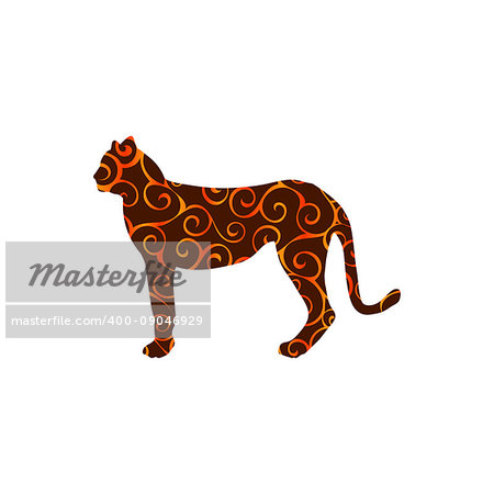 Cheetah wildcat color silhouette animal. Vector Illustrator.