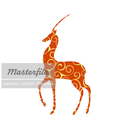 Antelope mammal color silhouette animal. Vector Illustrator.