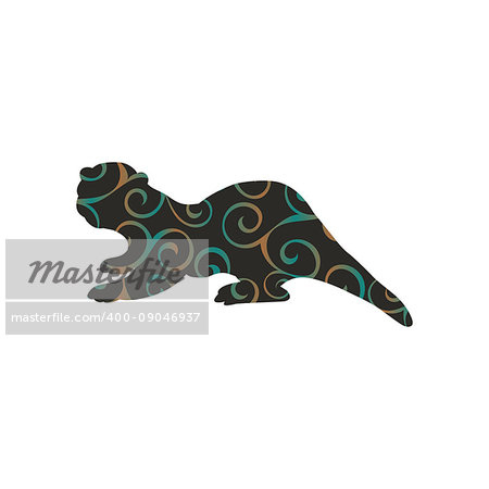 Otter mammal color silhouette animal. Vector Illustrator.