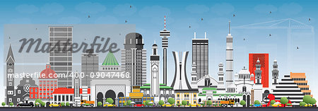 Famous Landmarks in Africa. Vector Illustration. Business Travel and Tourism Concept. Image for Presentation, Banner, Placard and Web Site