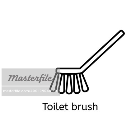 Toilet brush simple line icon. Washing brush thin linear signs. Bathroom cleaning simple concept for websites, infographic, mobile app.