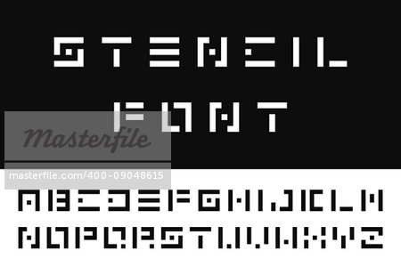 Simple stencil font. Vector english alphabet. Similar to origami letters.