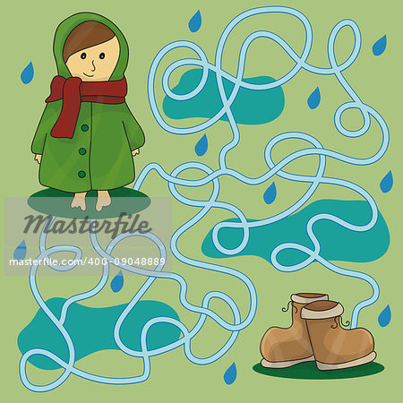 Rainy day maze for kids - educational game