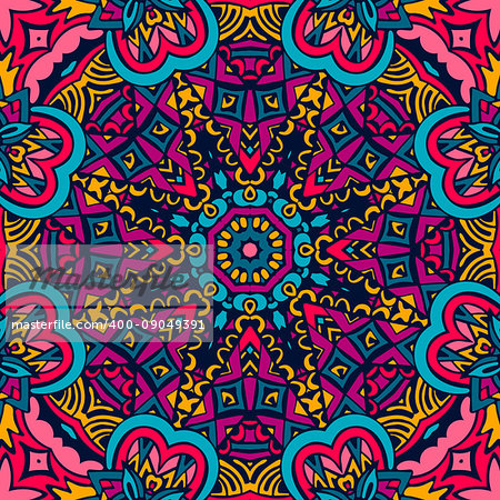 Abstract festive colorful grunge ethnic tribal pattern star mandala