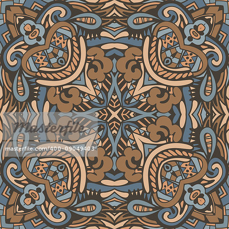 Abstract Tribal indian mosaic motif seamless pattern. Bohemian Geometric print