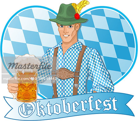 Illustration of Oktoberfest guy celebrating