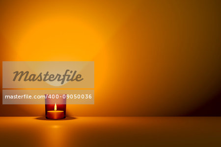 3d illustration of a candle in a red glass with space for your content