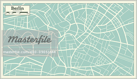 Berlin Germany Map in Retro Style. Vector Illustration.