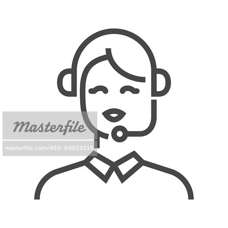 Call Center Operator Thin Line Vector Icon. Flat icon isolated on the white background. Editable EPS file. Vector illustration.
