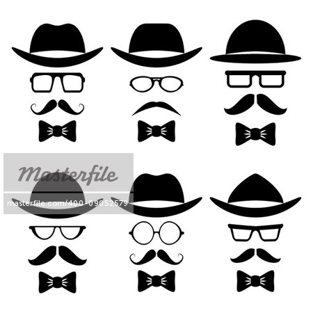 Illustration Hipster style set on white background.