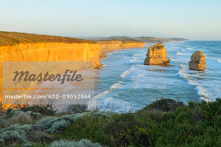 Limestone Stacks of the Twelve Apostles along the coastal shoreline at Princetown, Great Ocean Road in Victoria, Australia