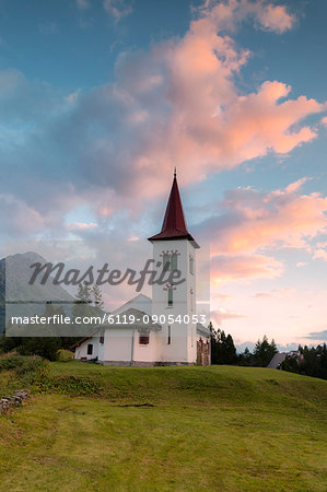 Clouds at sunset on Chiesa Bianca, Maloja, Bregaglia Valley, Engadine, Canton of Graubunden, Swiss Alps, Switzerland, Europe