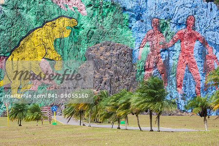 Mural de la Prehistoria, Vinales, Pinar del Rio Province, Cuba, West Indies, Central America