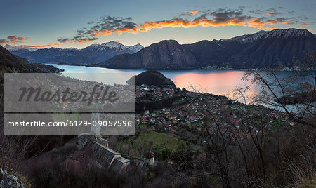 Sunrise on Ossuccio, lake como, Como province, Lombardy, Italy, Europe