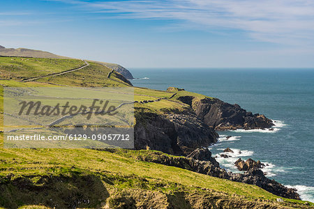 Irish coastal scenery along Skellig Ring, Co.Kerry, Munster, Ireland, Europe.