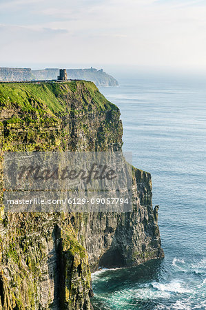 O Briens tower and Giant cave. Cliffs of Moher, Liscannor, Co. Clare, Munster province, Ireland.