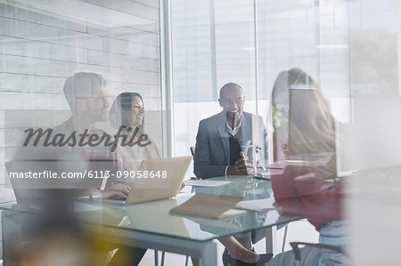 Business people talking, planning in conference room meeting