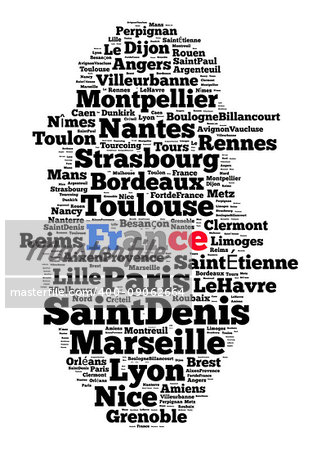 Localities in France word cloud concept