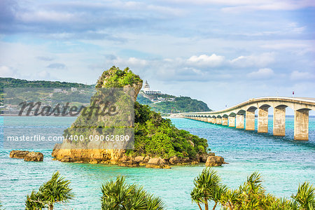 Okinawa, Japan at Kouri Bridge and Kouri Island.