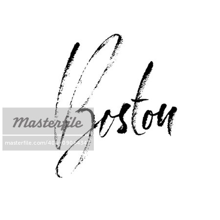 Boston, USA. City typography lettering design. Hand drawn modern dry brush calligraphy. Isolated vector illustration