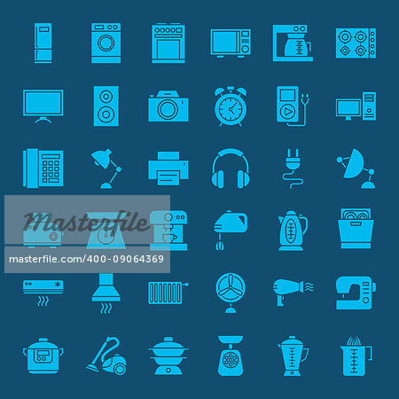 Household Solid Web Icons. Vector Set of Electronics and Gadget Glyphs.