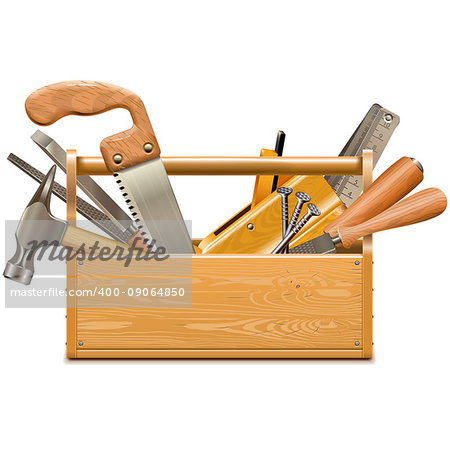 Vector Toolbox with Retro Instruments isolated on white background