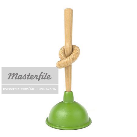 Plunger with knotted handle 3D rendering illustration isolated on white background