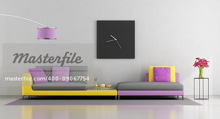 Modern living room with colorful sofa - 3d rendering